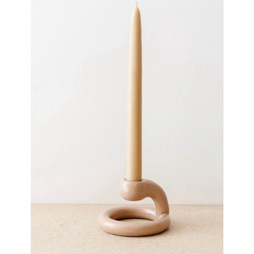 Sanders Taper Candle Holder Modern Candle Holder Only Nude Tan Speckled Color